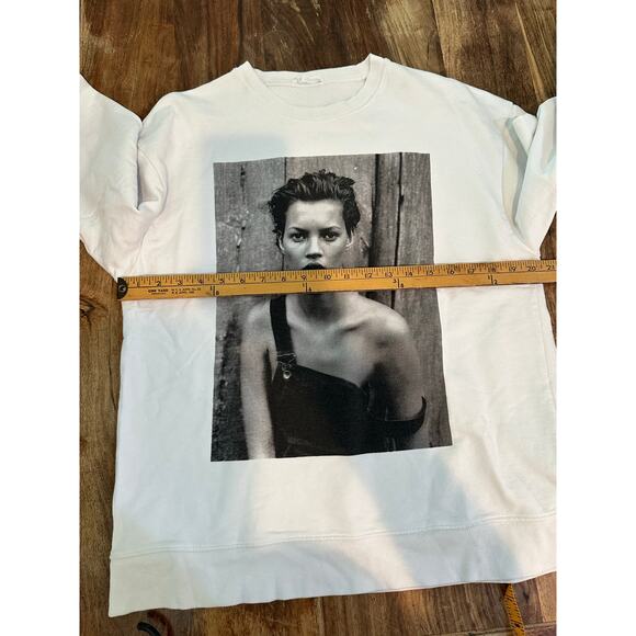 Zara Women's White Kate Moss Special Edition Crew Neck Sweatshirt Size Medium - Picture 7 of 8